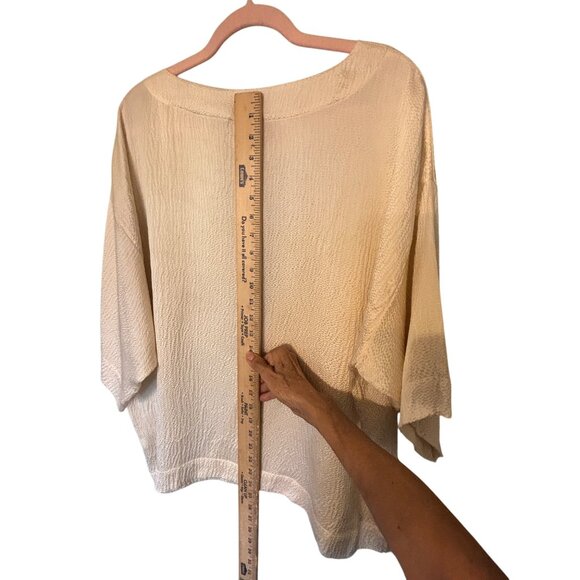 100% Silk Pure Jill Womens XX Large Ivory Textured Boxy Top Quiet Elegance - Picture 7 of 12